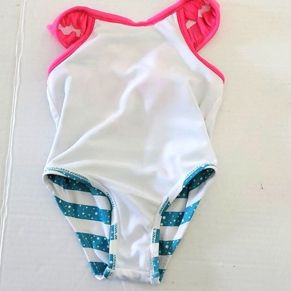 Disney Little Mermaid Striped Baby One Piece Swimsuit - Picture 4 of 7